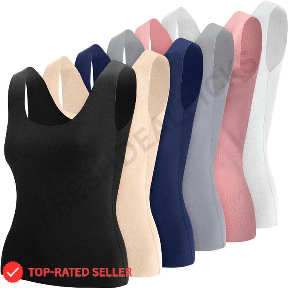 Seamless Thermal Tank Tops Cotton Spandex Base Layer Minimal Chic